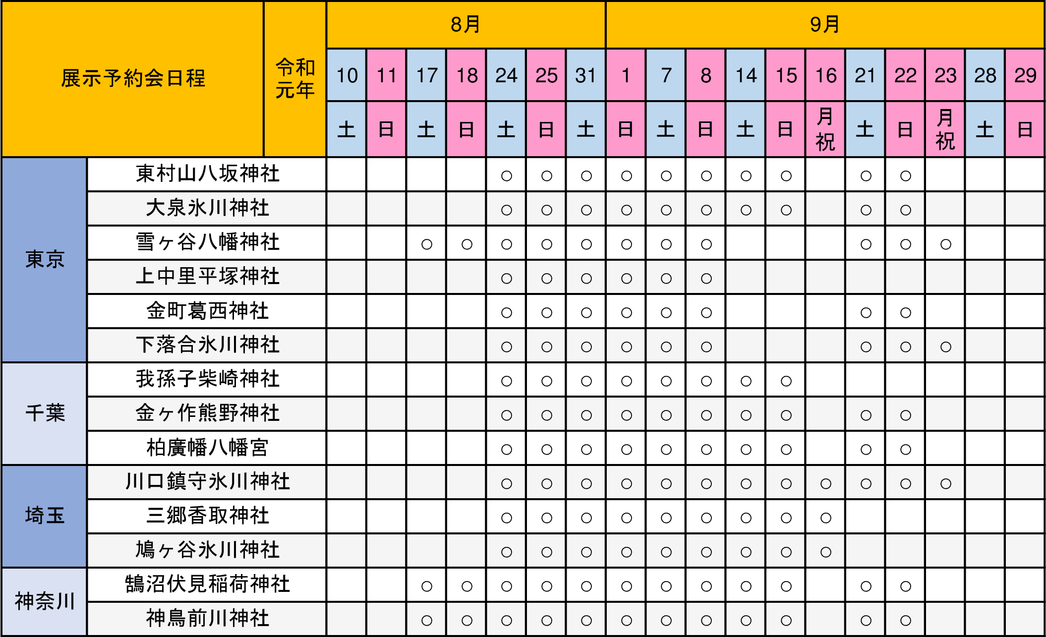 展示予約会日程