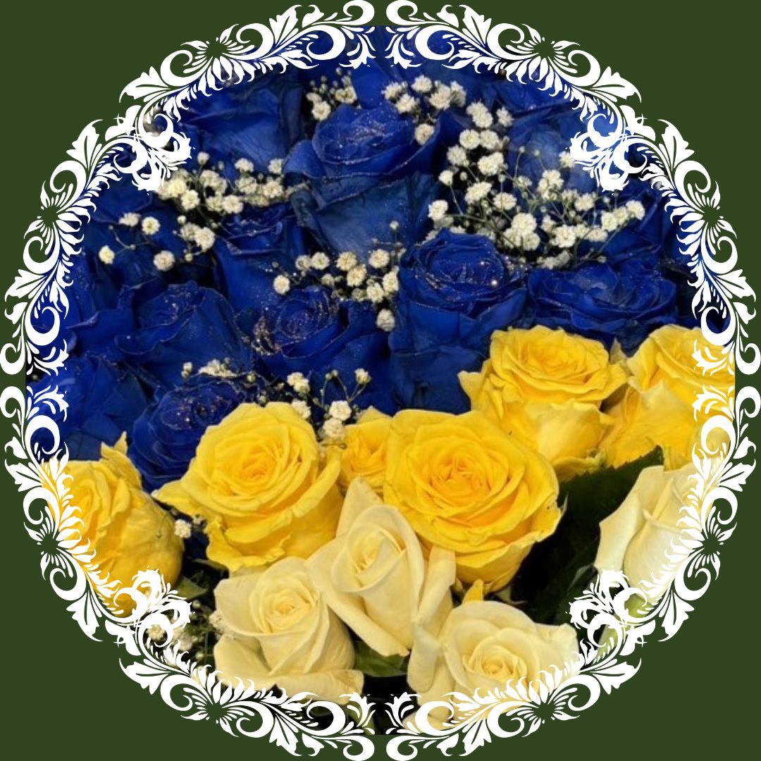 花束青バラ